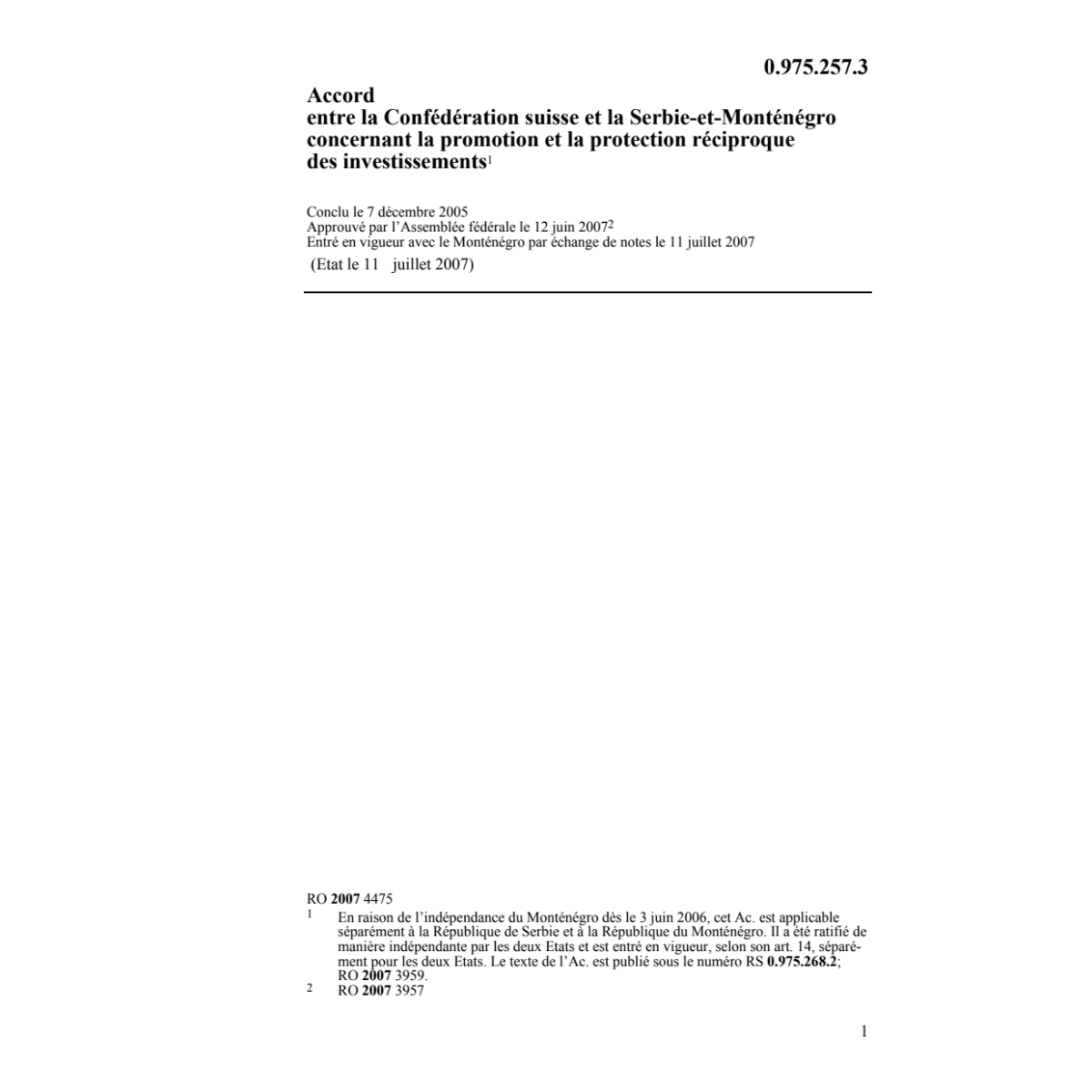 Acc.CH-Serbie réciproque investissements