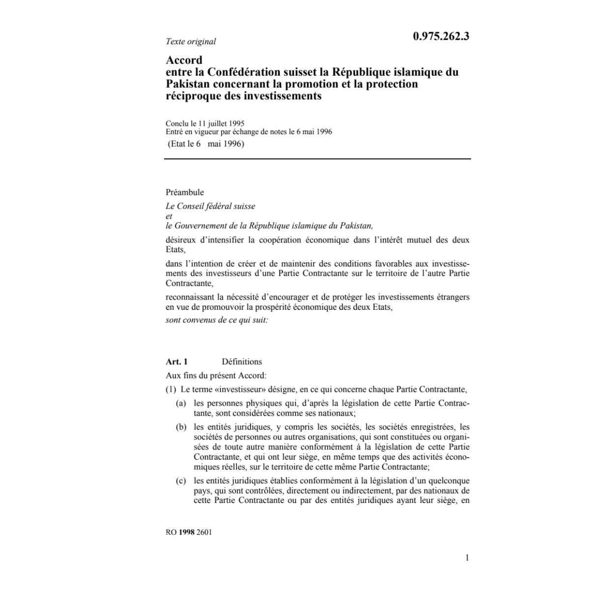 Acc Pakistan investissements
