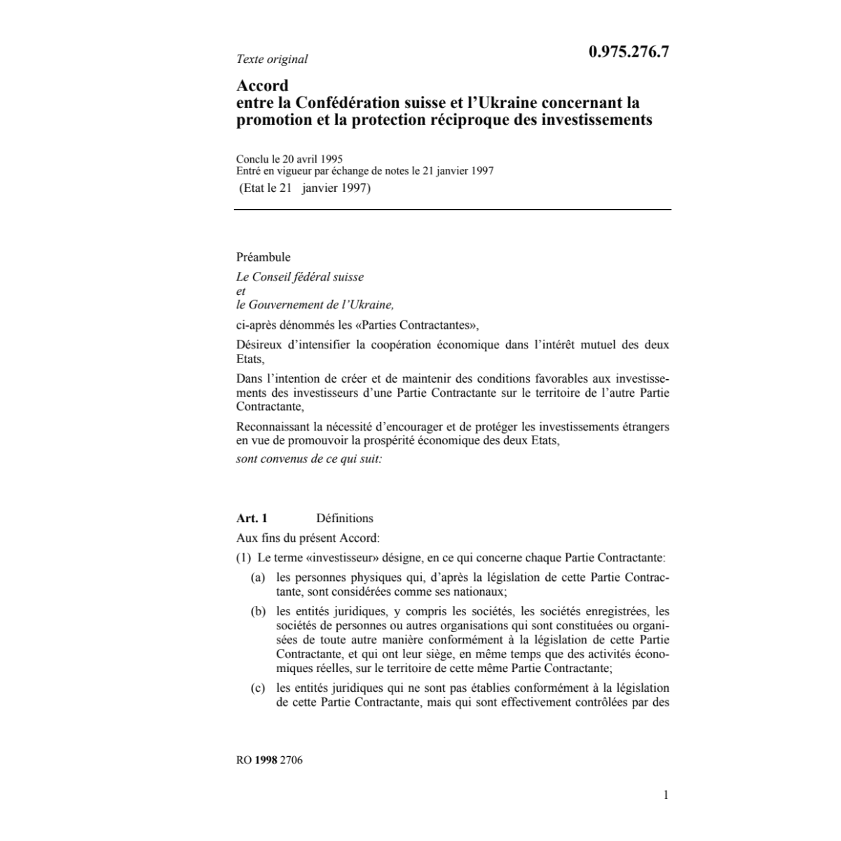 Acc. Ukraine réciproque investissements
