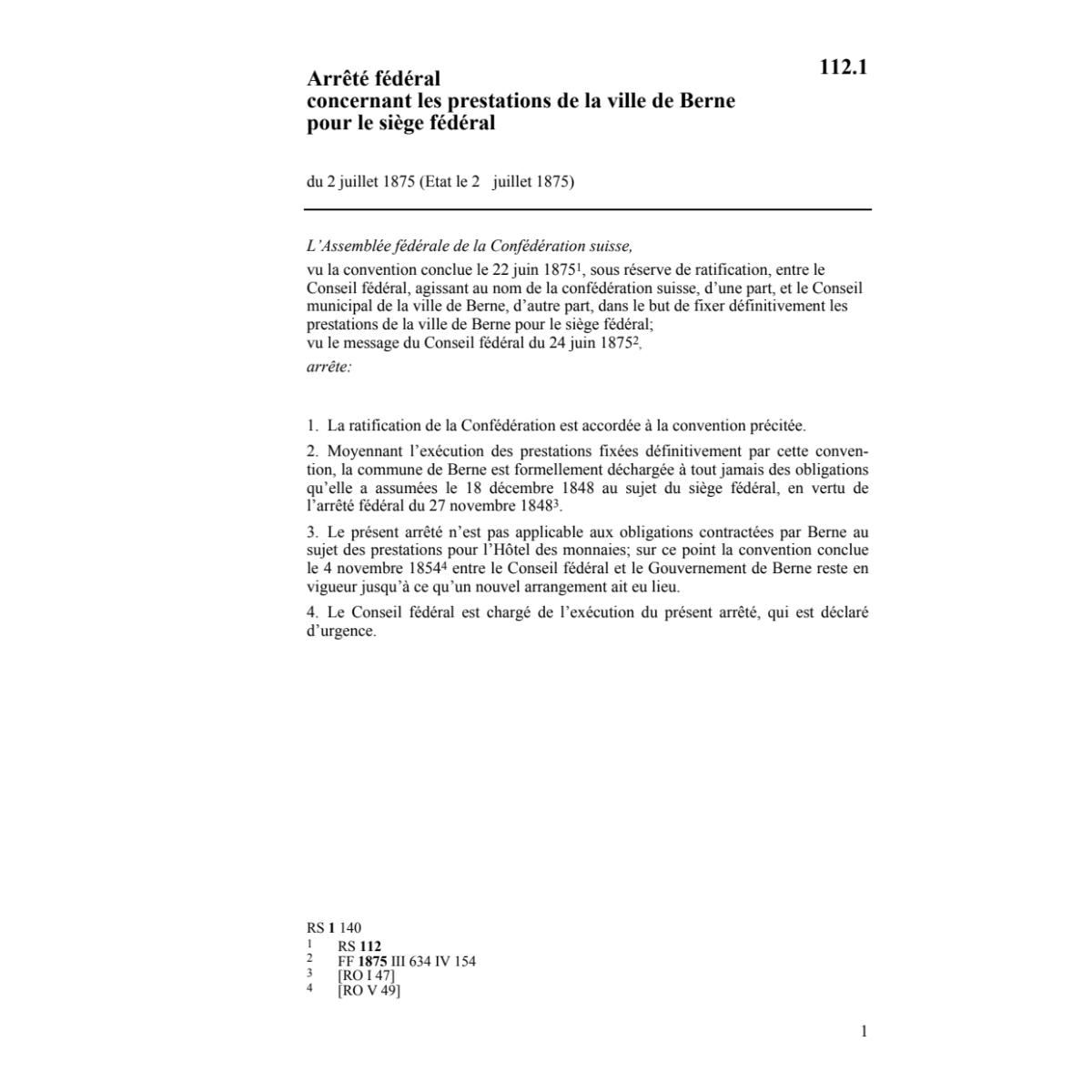 ACF les prestations de la ville de Berne
