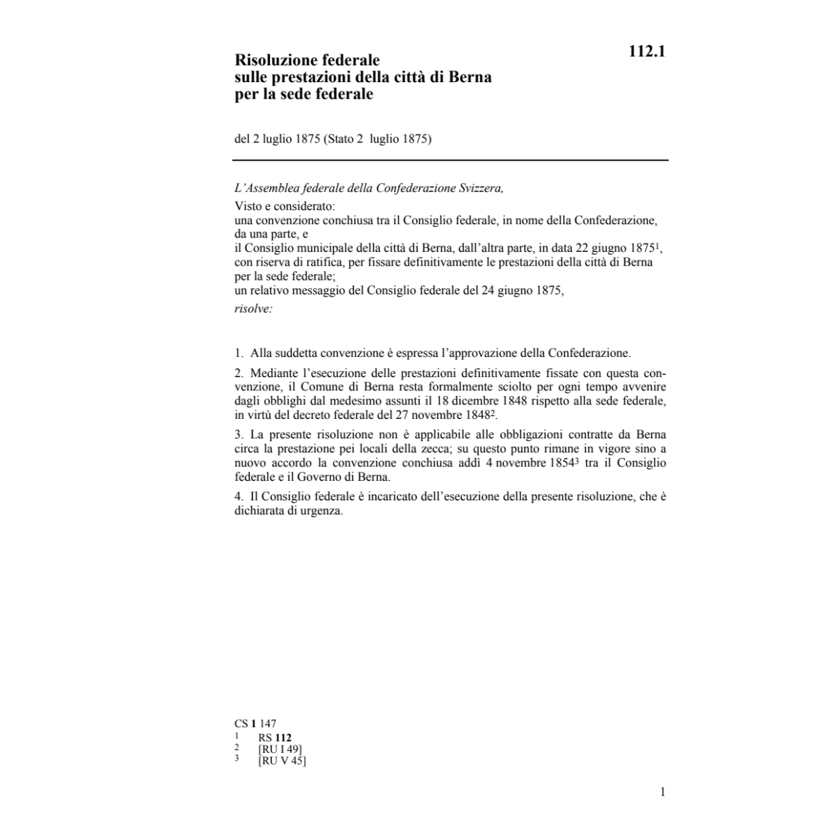 Ris. fed. prestazioni città di Berna