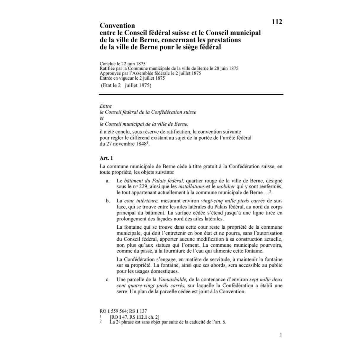 Conv. prestations de la ville de Berne