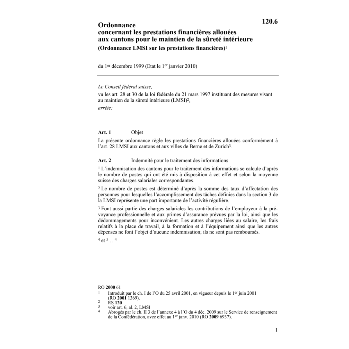 O LMSI prestations financières