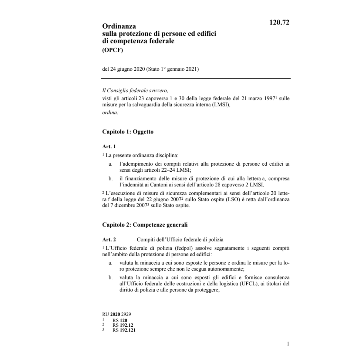 O Servizi sicurezza competenza fed OSF