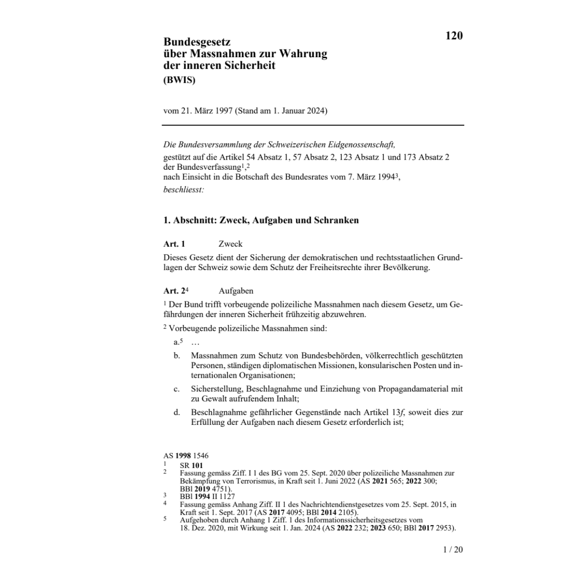 BG Wahrung der inneren Sicherheit (BWIS)