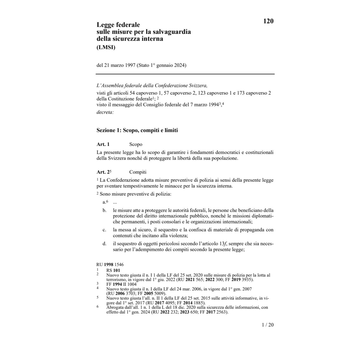 LF per la sicurezza interna (LMSI)