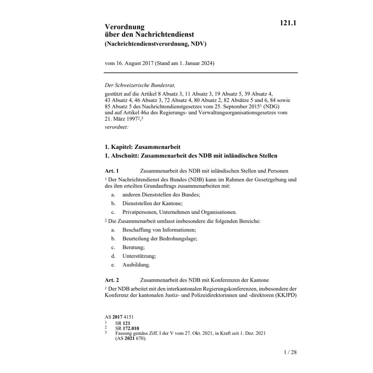 V Nachrichtendienst Bundes V-NDB