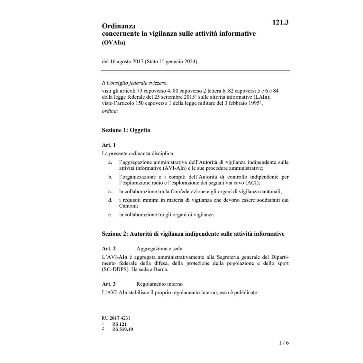 O conc. vigilanza attività informative