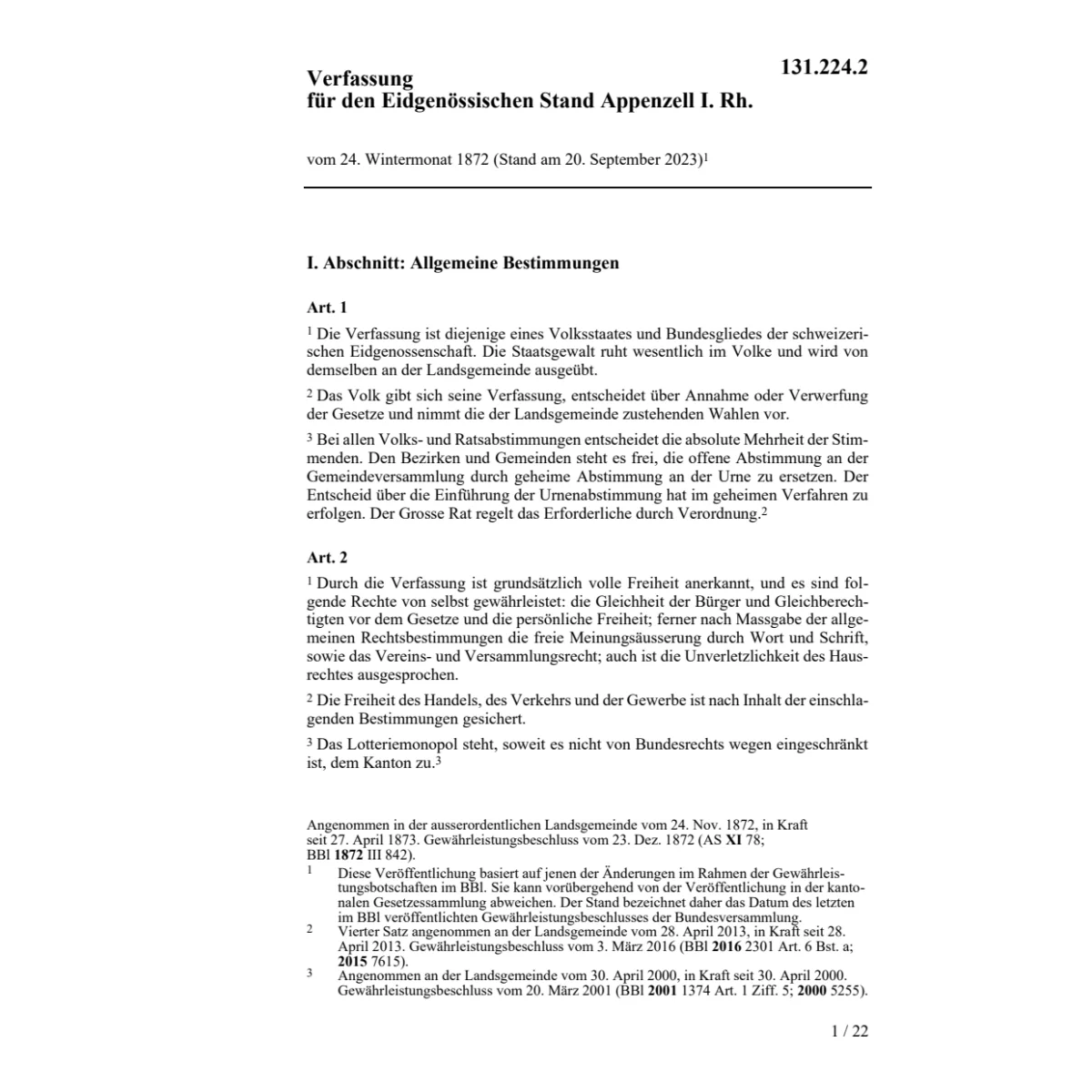 Verfassung Stand Appenzell I.Rh., KV/AI