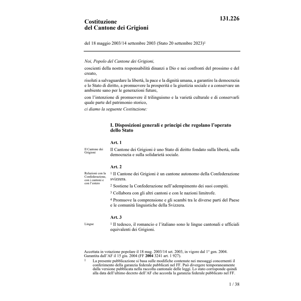 Costituzione Cant. Grigioni, Cost./GR