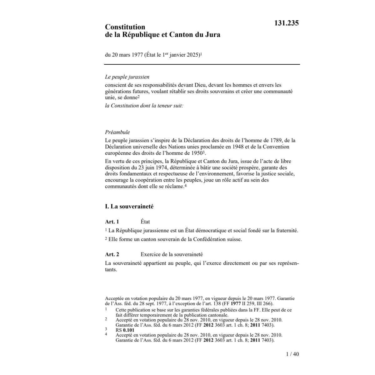 Constitution Canton de Jura, Cst./JU