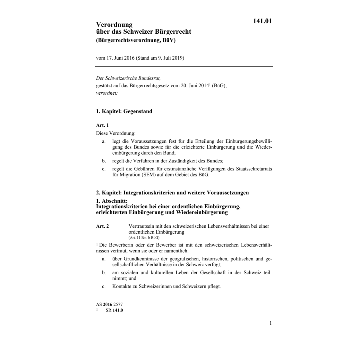 V Bürgerrechtsverordnung, BüV
