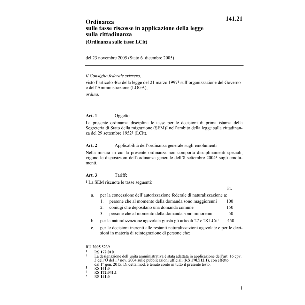 O tasse riscosse in applicazione LCit