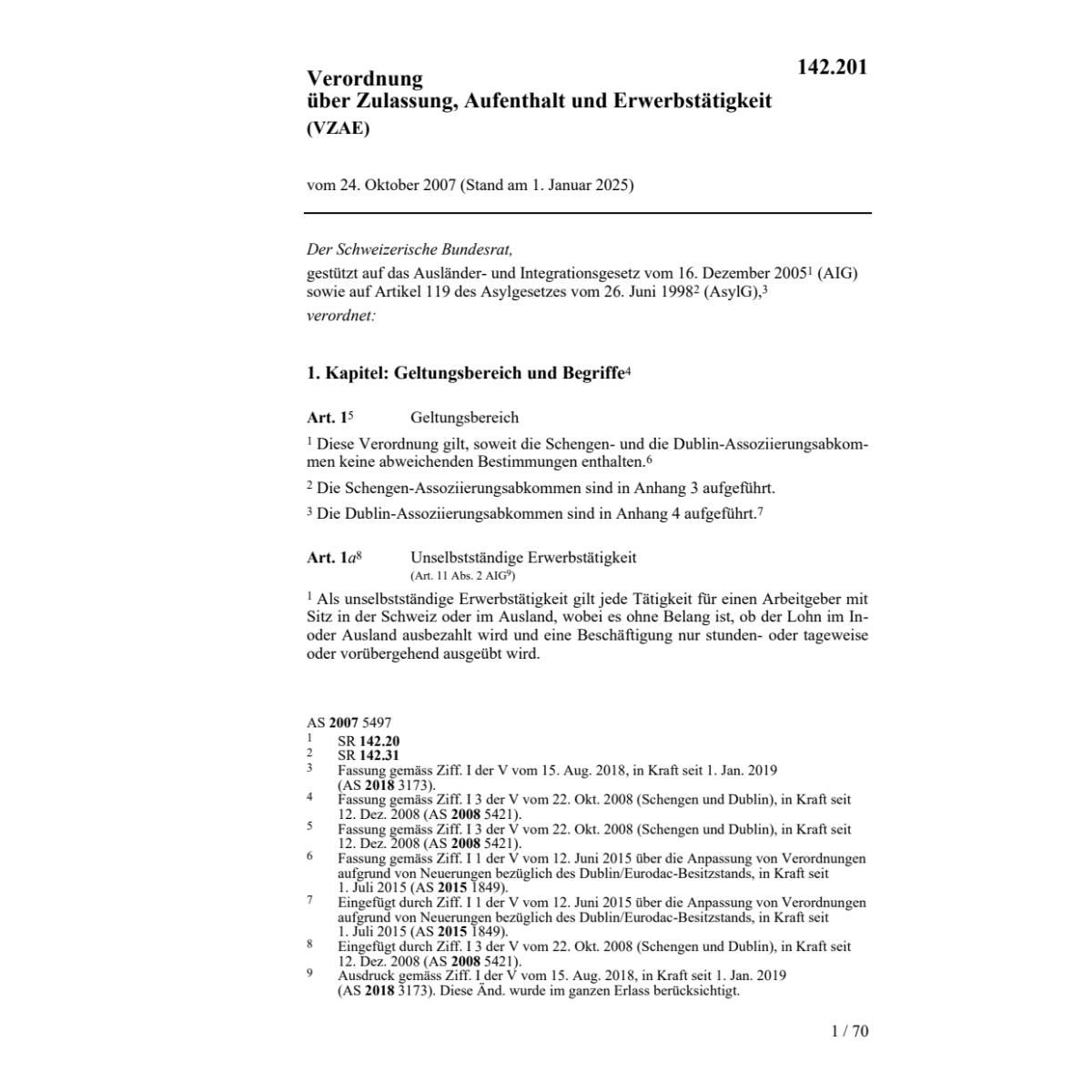 V Erwerbstätigkeit VZAE