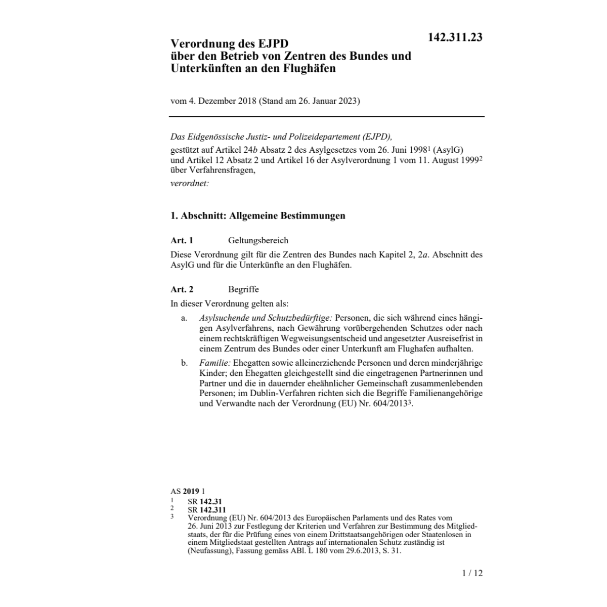V EJPD Unterkünften Asylbereich