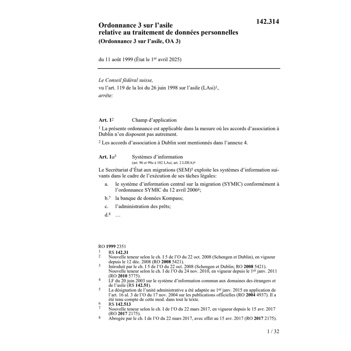 O 3 asile, données personnelles  OA 3