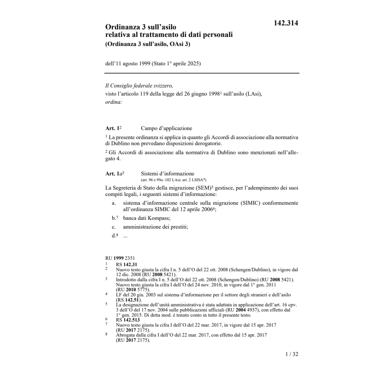 O 3 asilo, dati personali OAsi 3