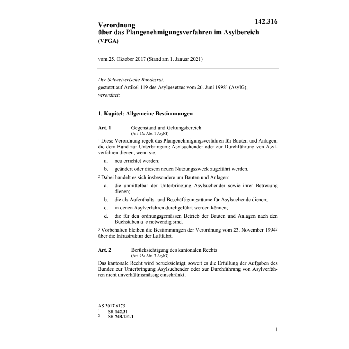 V Plangenehmigungsverf. Asylbereich VPGA