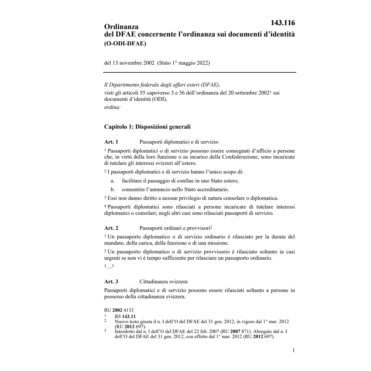 O DFAE documenti d'identità O-ODI-DFAE