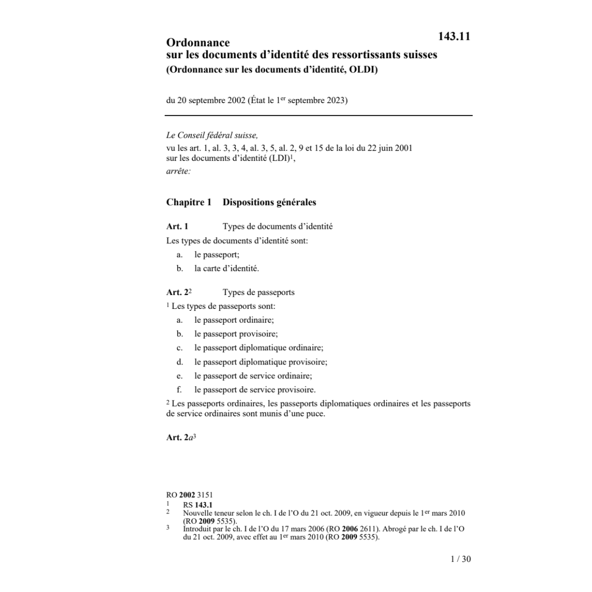 O sur les documents d'identité OLDI
