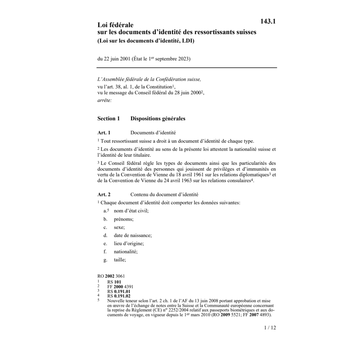 Loi documents d'identité, LDI