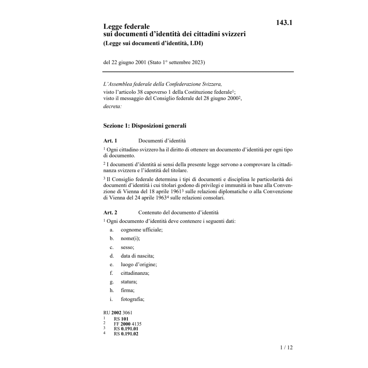 Legge documenti d'identità, LDI