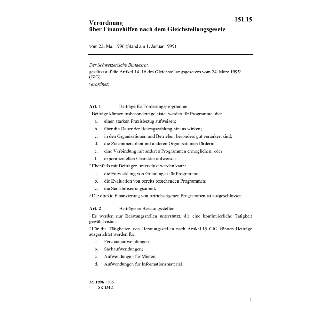 V Finanzhilfen Gleichstellungsgesetz