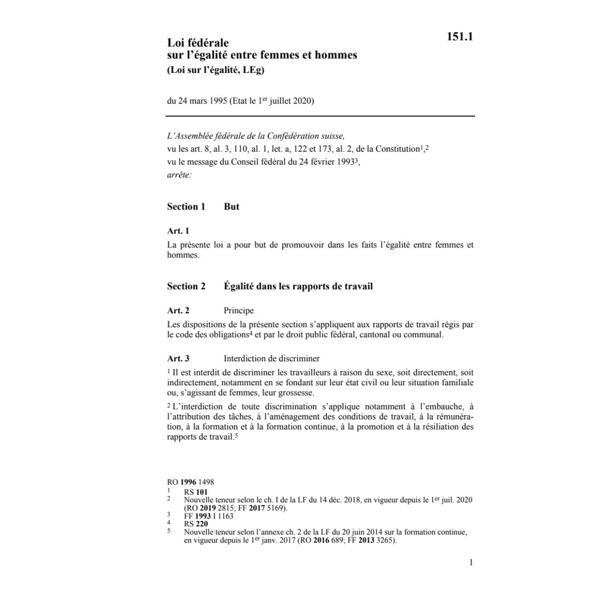 LF égalité entre femmes et hommes, LEg