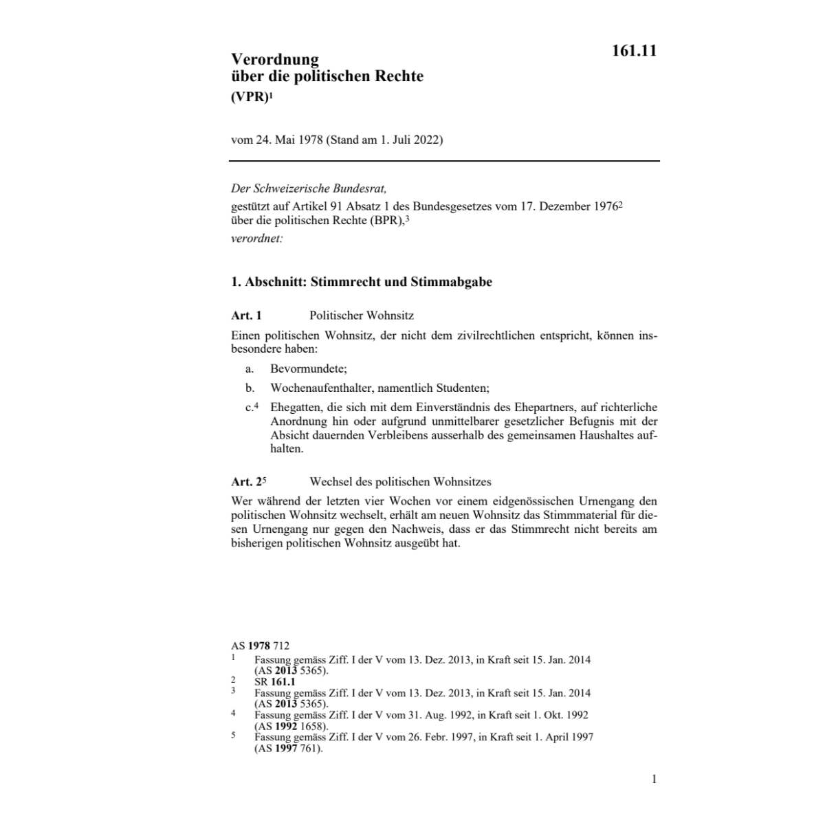V über die politischen Rechte