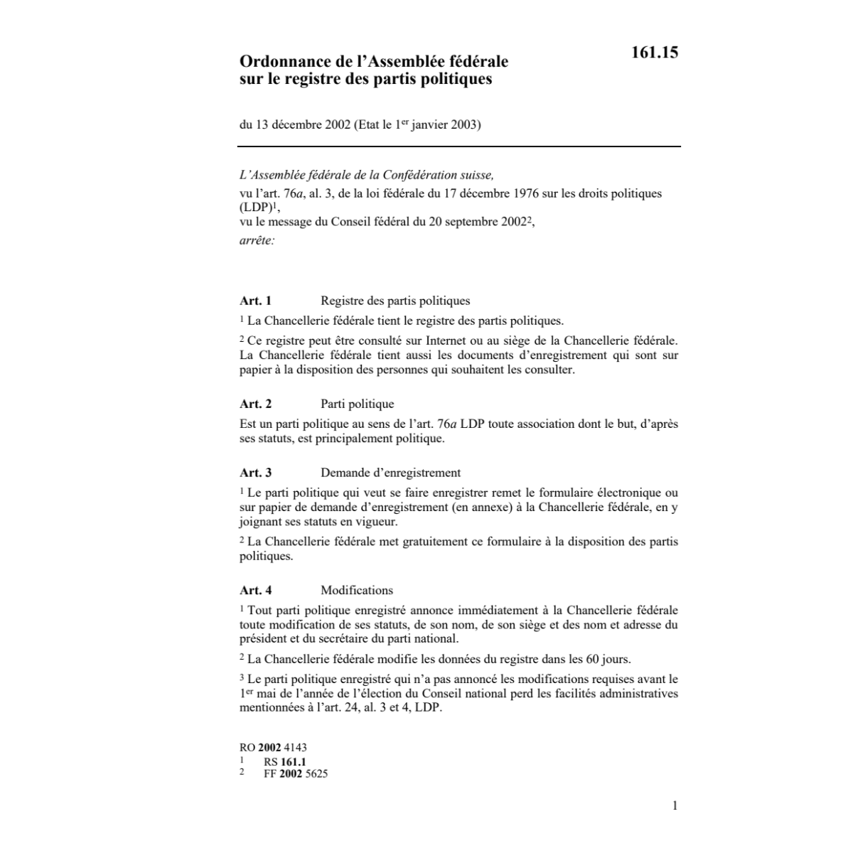 O registre partis politiques