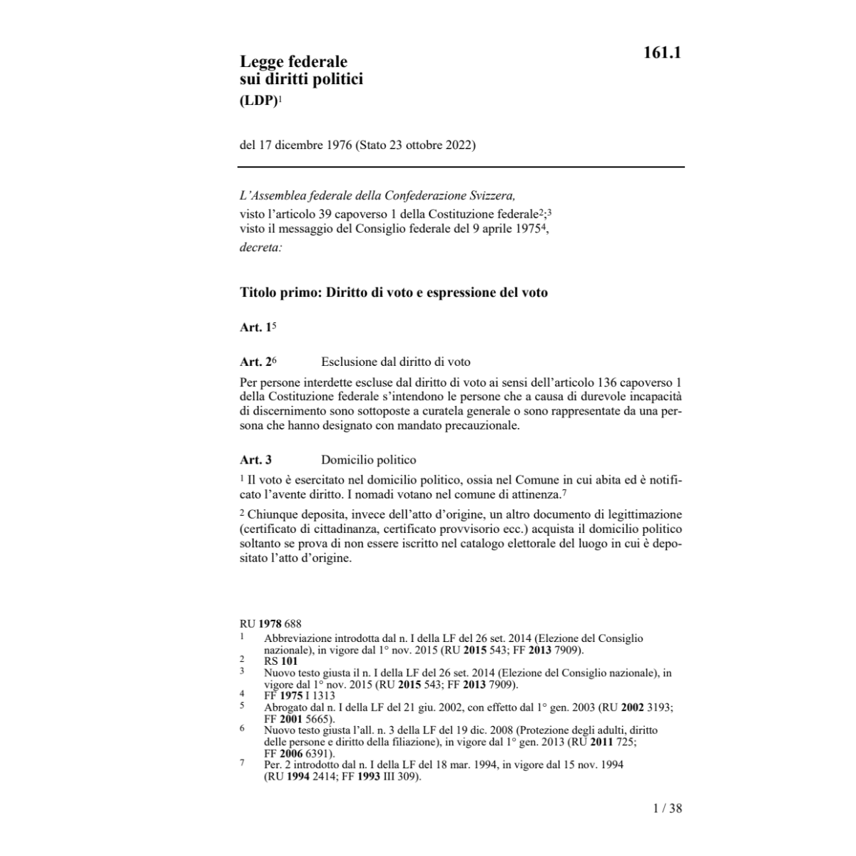 LF sui diritti politici