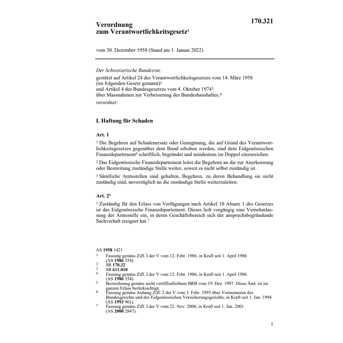 V zum Verantwortlichkeitsgesetz