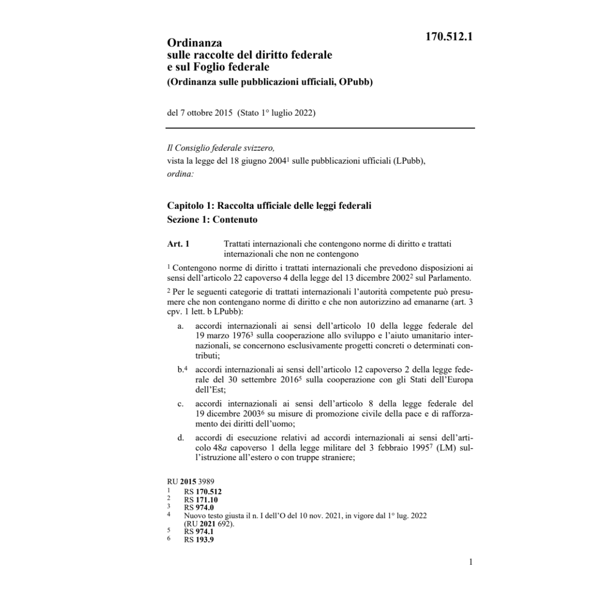 O sulle pubblicazioni ufficiali, OPubl
