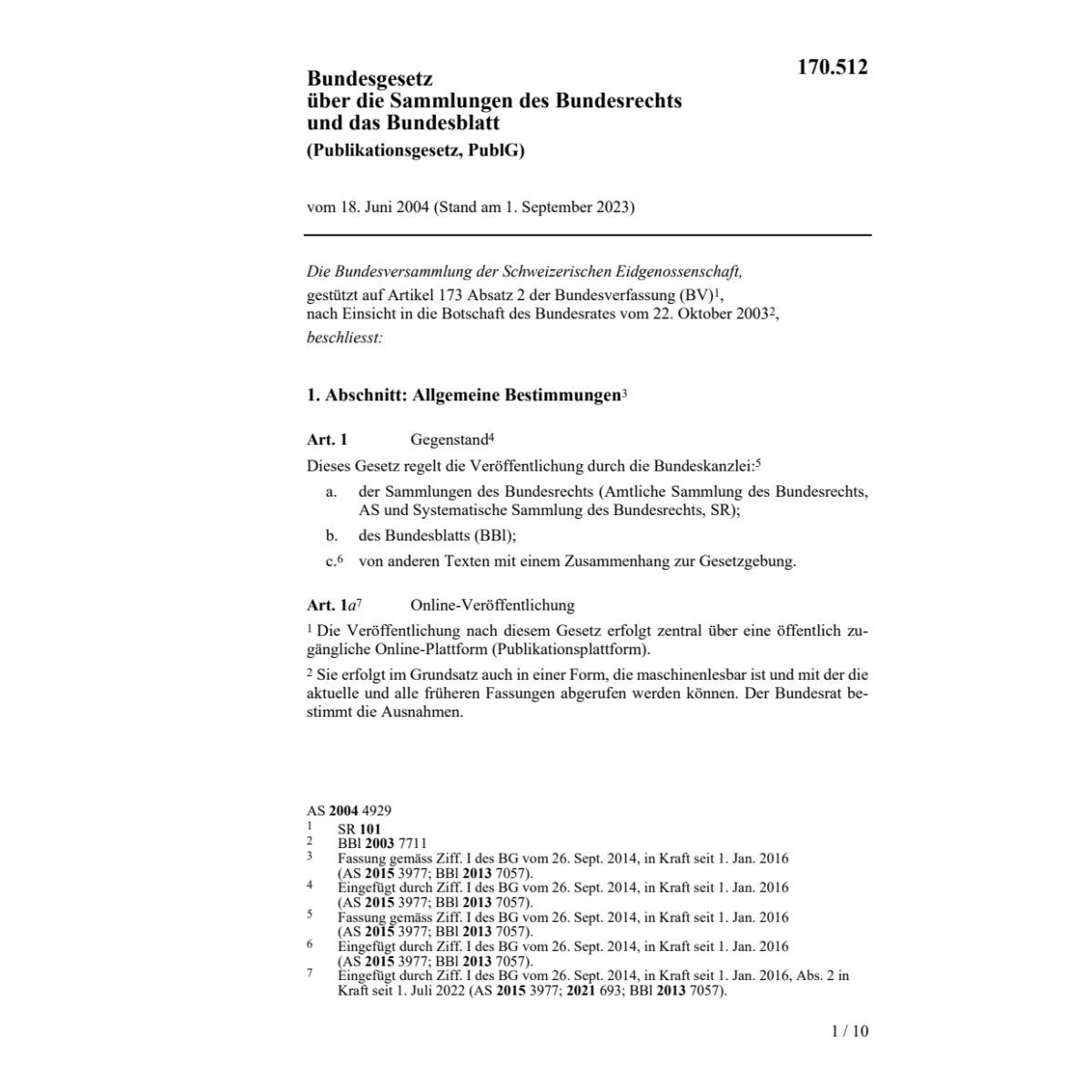 BG Publikationsgesetz, PublG