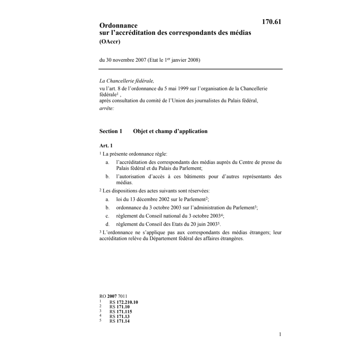 O accréditation correspondants OAccr