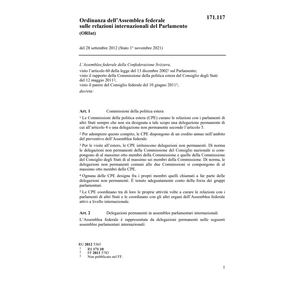 O delegazioni parlamentari, ODelP