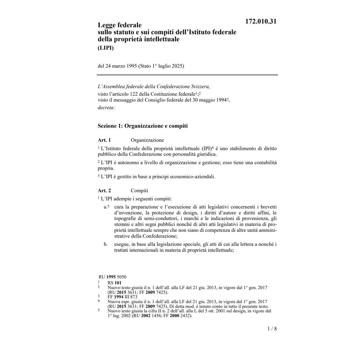 LF statuto proprietà intellettuale, LIPI