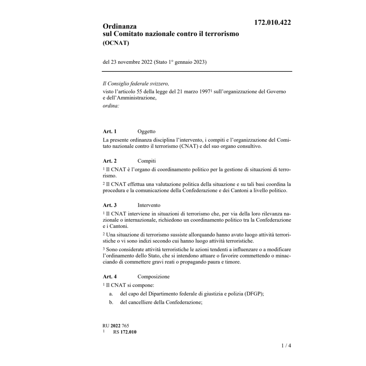 OCNAT Ordinanza 23.11.2022