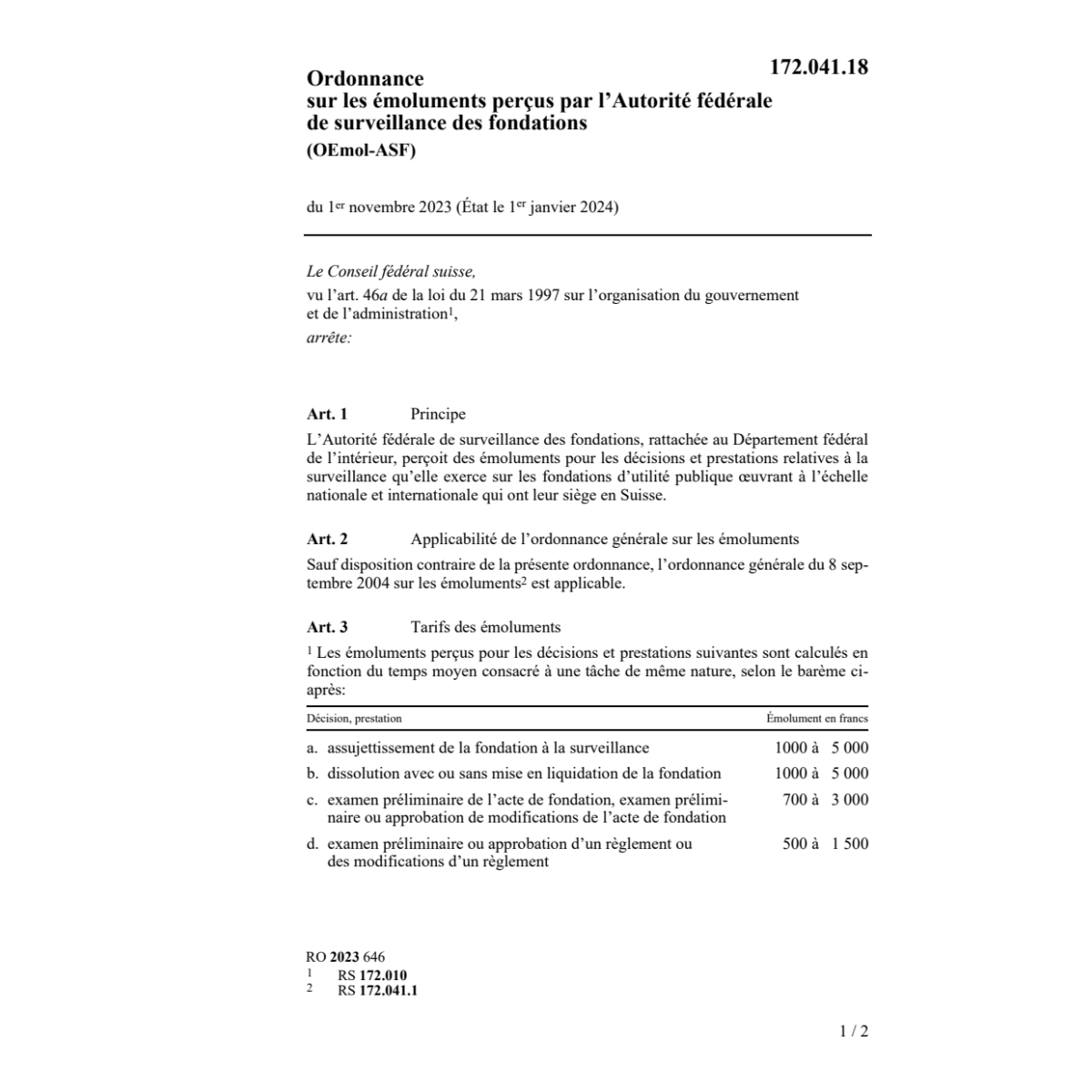O surveillance des fondations OEmol-ASF