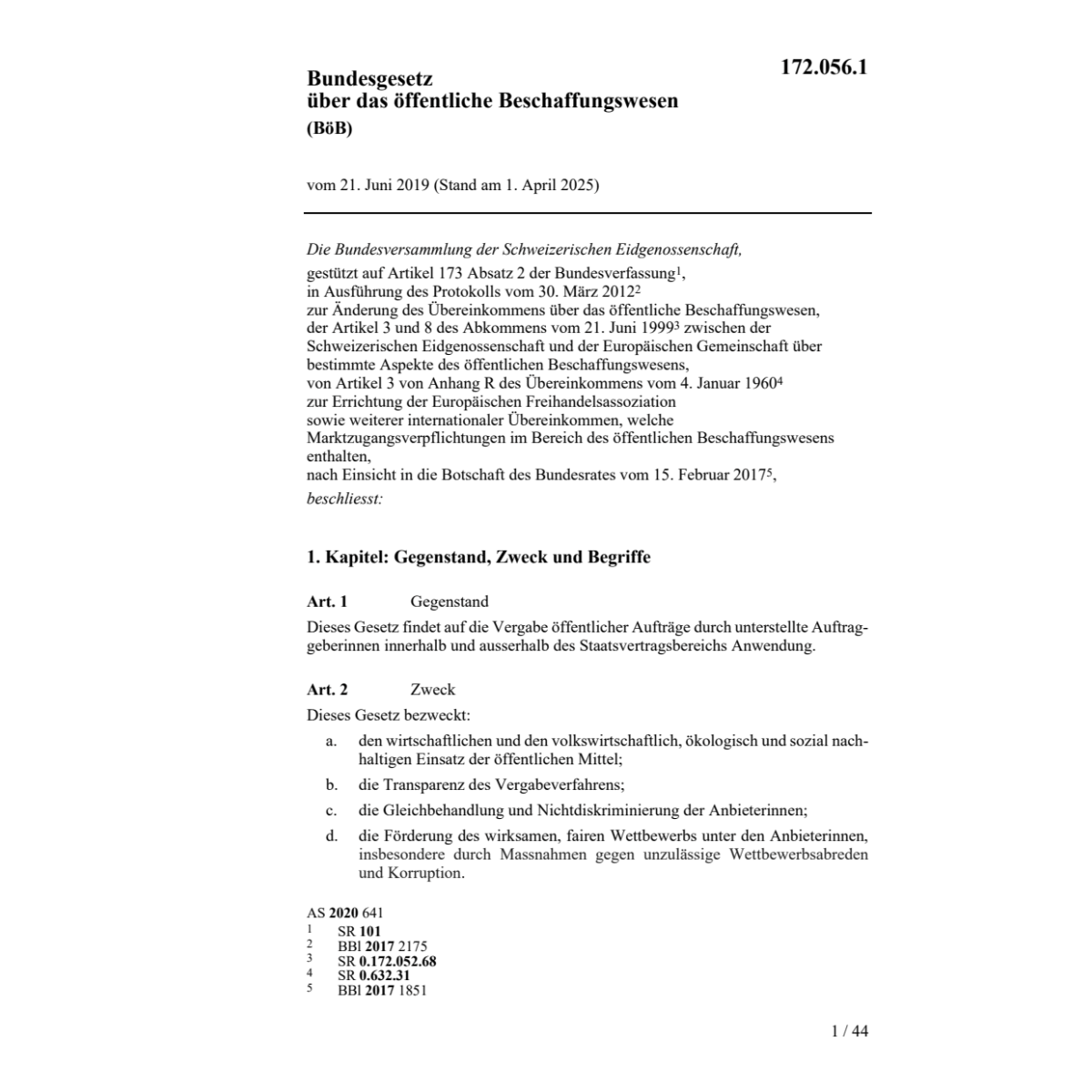 BG öffentliches Beschaffungswesen BöB