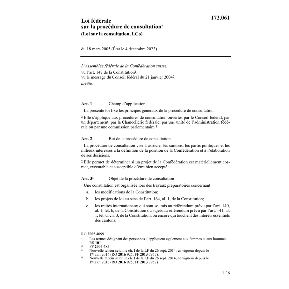 LF procédure de consultation LCo