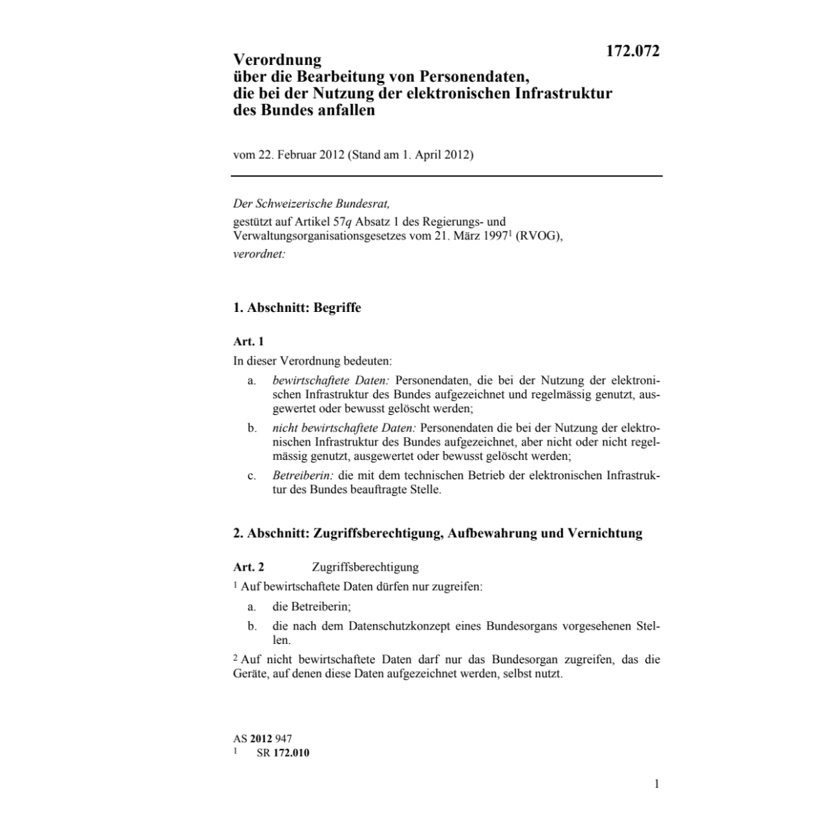 V Bearbeitung von Personendaten