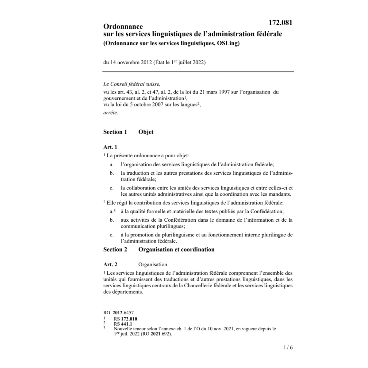 O traduction de l'administration général