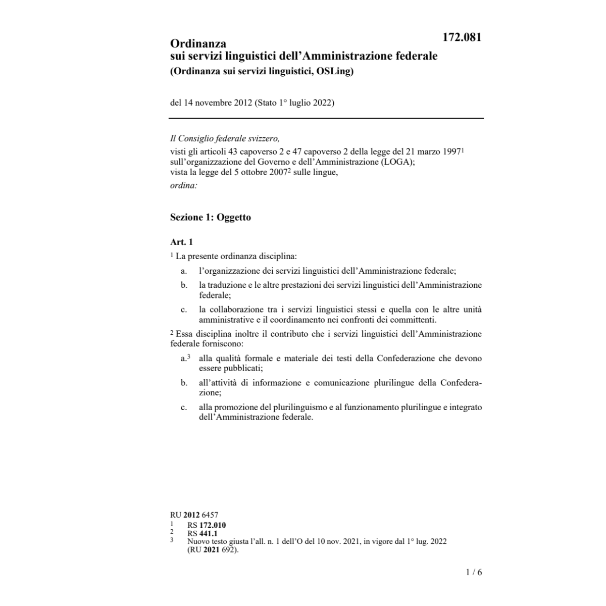 O traduzione amministrazione generale