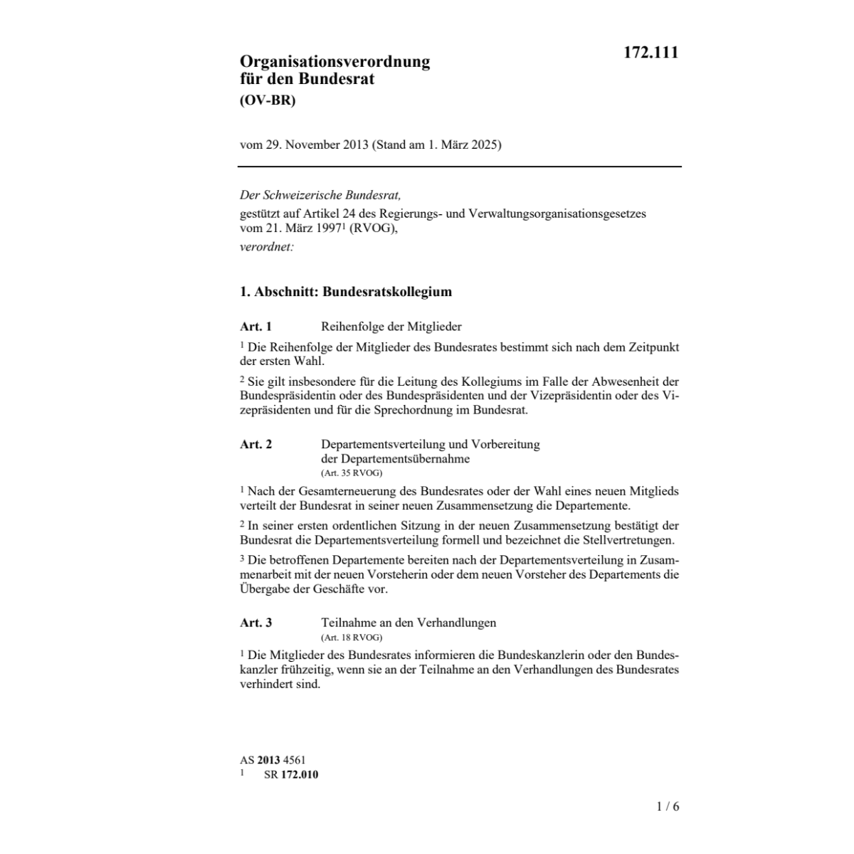 Organisationsverordnung OV-BR