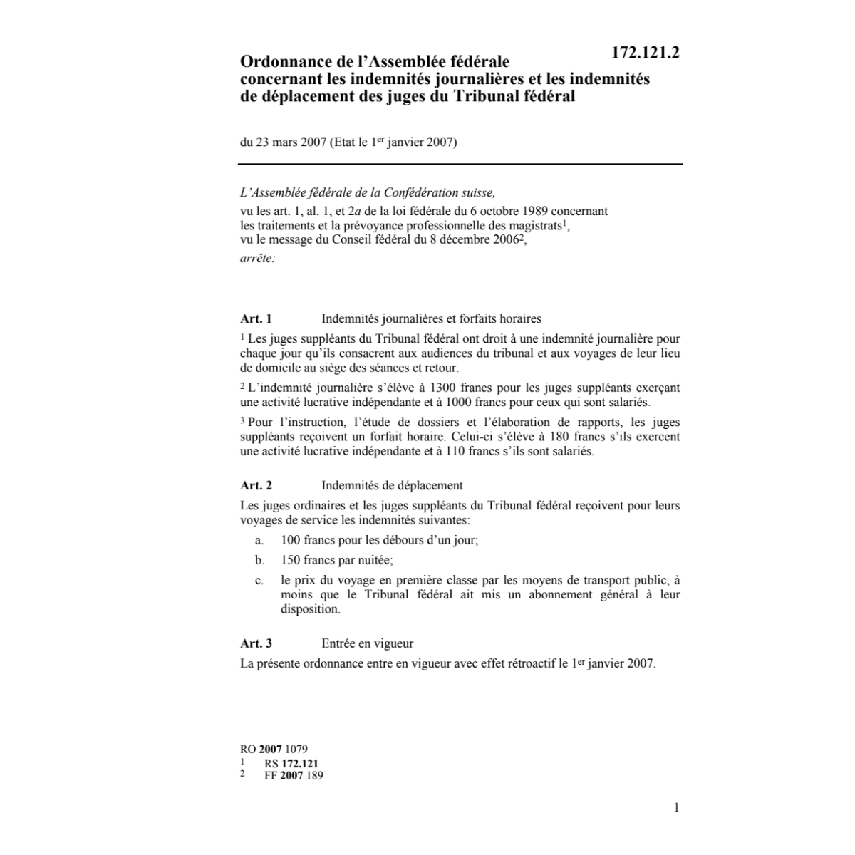 O déplacement juges Tribunal fédéral