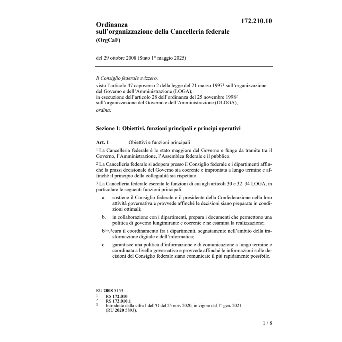 O organizzazione cancelleria OrgCaF