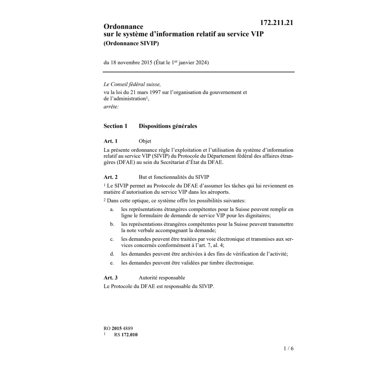 Ordonnance SIVIP