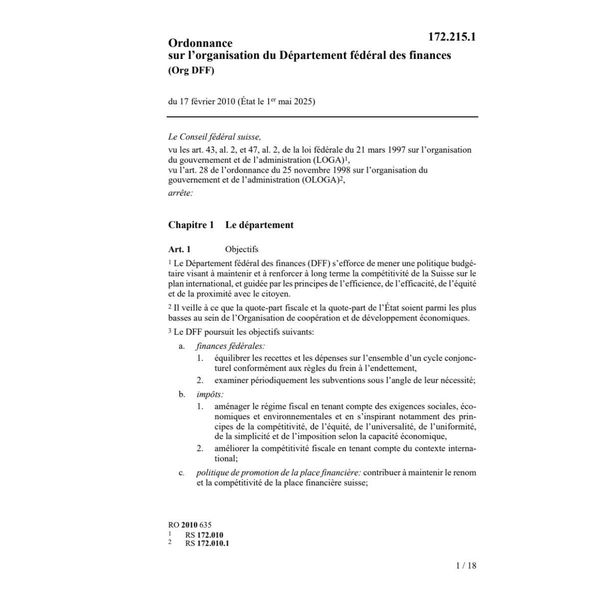 O organisation DFF, Org DFF