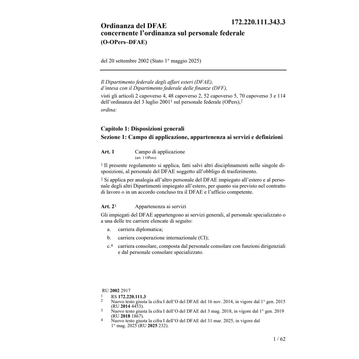 O DFAE personale federale O-OPers-DFAE